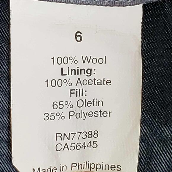 J Crew Coat Peacoat Black Wool Thinsulate Nelly Gori Womens Size 6 Button Flaw - Picture 10 of 11